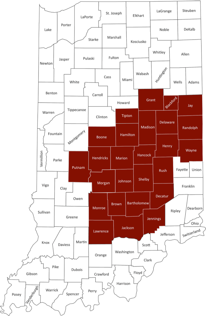 Indiana Service Area Map